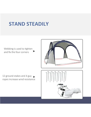 Outsunny Gazebo Party Tent, 3.5x3.5m-Cream/Blue