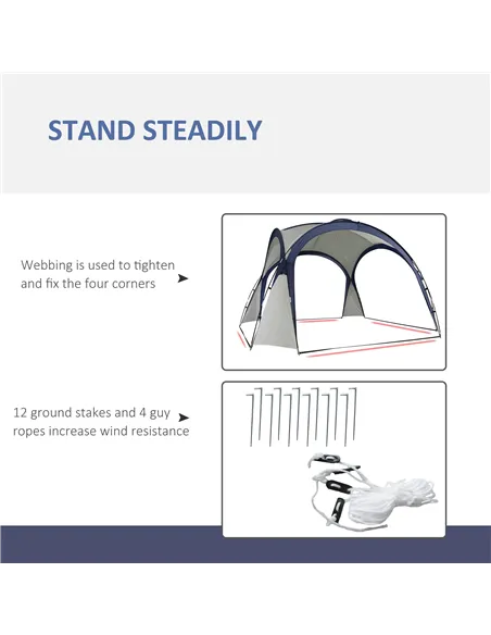 Outsunny Gazebo Party Tent, 3.5x3.5m-Cream/Blue