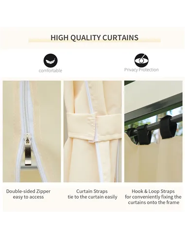 Outsunny 4m x 3(m)Garden Gazebo, Double Roof Outdoor Gazebo Canopy Shelter with Curtains, Solid Steel Frame for Lawn and Deck, B