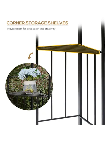 Outsunny 3(m) x 3(m) Garden Gazebo, Double Roof Outdoor Gazebo Canopy Shelter with Netting, Solid Steel Frame for Garden, Lawn, 