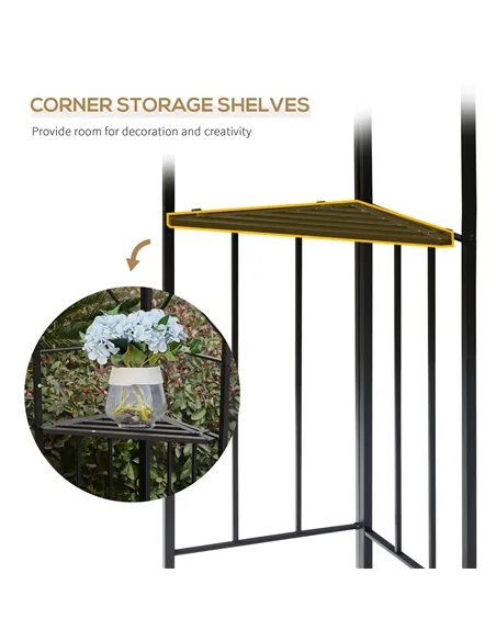Outsunny 3(m) x 3(m) Garden Gazebo, Double Roof Outdoor Gazebo Canopy Shelter with Netting, Solid Steel Frame for Garden, Lawn, 