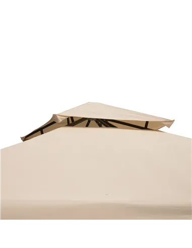 Outsunny 3(m) x 3(m) Garden Gazebo, Double Roof Outdoor Gazebo Canopy Shelter with Netting, Solid Steel Frame for Garden, Lawn, 