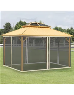 Outsunny 352 x 207cm Universal Replacement Mesh Sidewall Netting for Patio Gazebos and Canopy Tents, (Sidewall Only) Beige 2