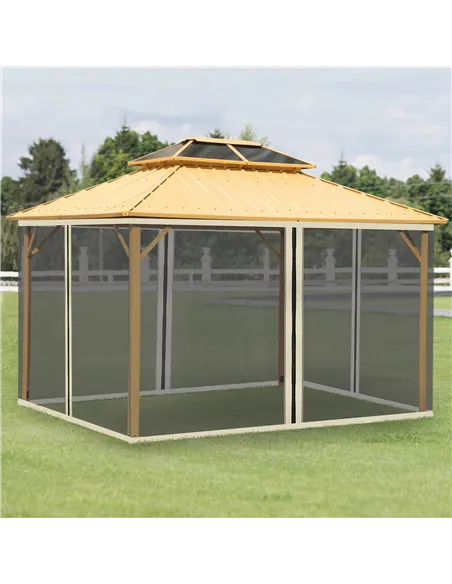 Outsunny 352 x 207cm Universal Replacement Mesh Sidewall Netting for Patio Gazebos and Canopy Tents, (Sidewall Only) Beige