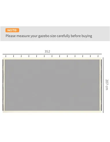 Outsunny 352 x 207cm Universal Replacement Mesh Sidewall Netting for Patio Gazebos and Canopy Tents, (Sidewall Only) Beige