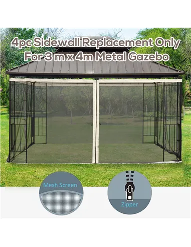 Outsunny 352 x 207cm Universal Replacement Mesh Sidewall Netting for Patio Gazebos and Canopy Tents, (Sidewall Only) Beige