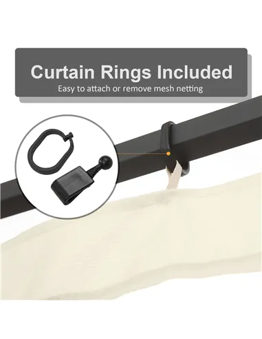 Outsunny 352 x 207cm Universal Replacement Mesh Sidewall Netting for Patio Gazebos and Canopy Tents, (Sidewall Only) Beige