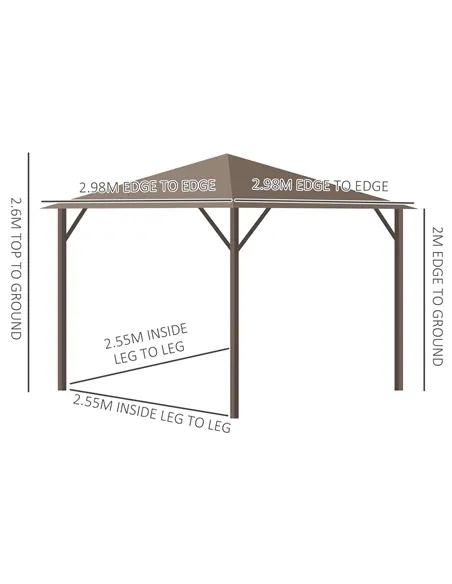Outsunny 3 x 3(m) Metal Hardtop Gazebo, with Curtains and Accessories - Brown