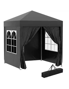 Outsunny 2 x 2 m Garden Pop Up Gazebo, Wedding Party Tent Marquee, Water Resistant Awning Canopy with Sidewalls, Windows, Carry 