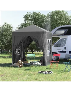 Outsunny 2 x 2 m Garden Pop Up Gazebo, Wedding Party Tent Marquee, Water Resistant Awning Canopy with Sidewalls, Windows, Carry  2