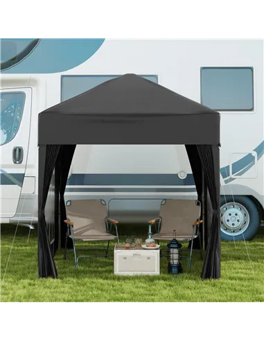 Outsunny 2 x 2 m Garden Pop Up Gazebo, Wedding Party Tent Marquee, Water Resistant Awning Canopy with Sidewalls, Windows, Carry 