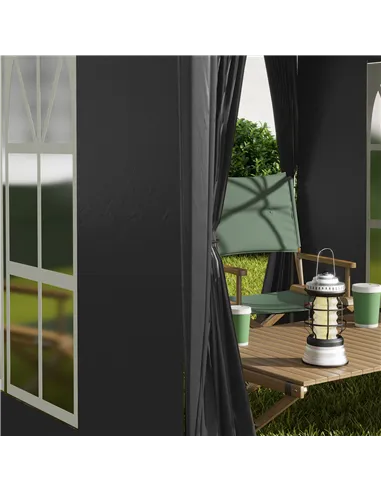 Outsunny 2 x 2 m Garden Pop Up Gazebo, Wedding Party Tent Marquee, Water Resistant Awning Canopy with Sidewalls, Windows, Carry 