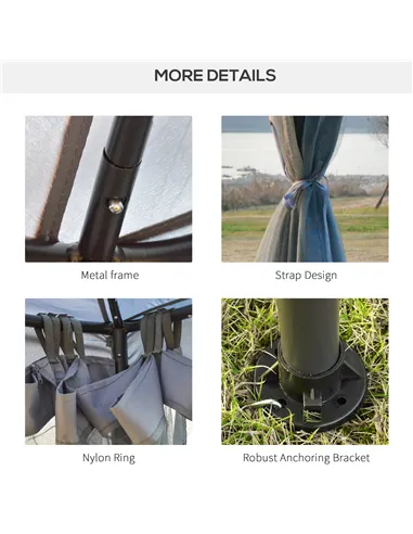 Outsunny 3 x 3 m Metal Gazebo, Garden Pavillion, Double Roof Outdoor Canopy Shelter with Mesh Sidewalls, Grey