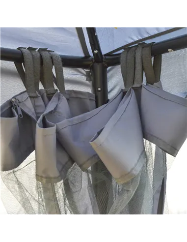 Outsunny 3 x 3 m Metal Gazebo, Garden Pavillion, Double Roof Outdoor Canopy Shelter with Mesh Sidewalls, Grey