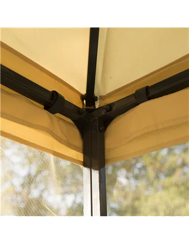 Outsunny 3(m) x 3(m) Garden Gazebo, Double Roof Outdoor Gazebo Canopy Shelter with Netting, Solid Steel Frame, for Garden, Lawn 