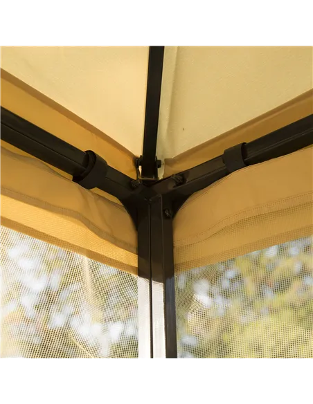 Outsunny 3(m) x 3(m) Garden Gazebo, Double Roof Outdoor Gazebo Canopy Shelter with Netting, Solid Steel Frame, for Garden, Lawn 