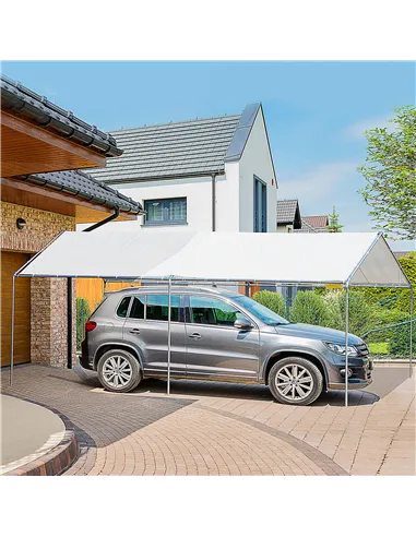 Outsunny 3 x 6m Heavy Duty Carport Garage Car Shelter Galvanized Steel Outdoor Open Canopy Tent Water UV Resistant Waterproof, W