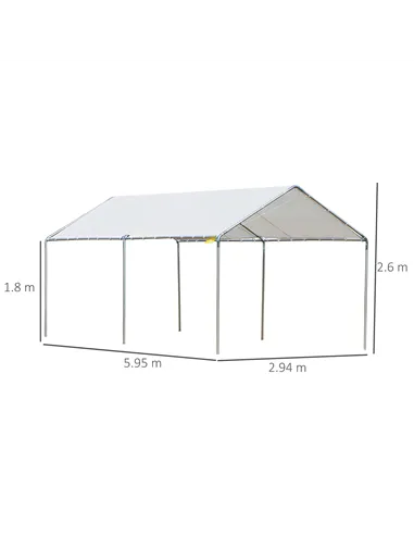 Outsunny 3 x 6m Heavy Duty Carport Garage Car Shelter Galvanized Steel Outdoor Open Canopy Tent Water UV Resistant Waterproof, W