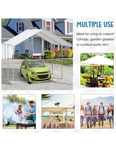 Outsunny 3 x 6m Heavy Duty Carport Garage Car Shelter Galvanized Steel Outdoor Open Canopy Tent Water UV Resistant Waterproof, W