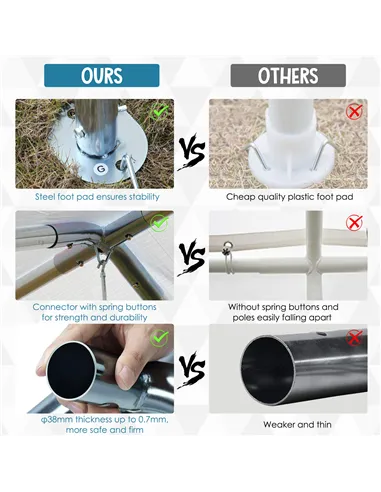 Outsunny 3 x 6m Heavy Duty Carport Garage Car Shelter Galvanized Steel Outdoor Open Canopy Tent Water UV Resistant Waterproof, W