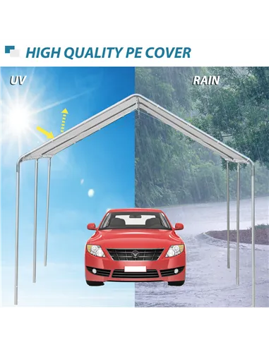 Outsunny 3 x 6m Heavy Duty Carport Garage Car Shelter Galvanized Steel Outdoor Open Canopy Tent Water UV Resistant Waterproof, W