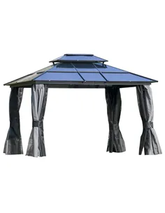 Outsunny Outdoor 3.6 x 3(m) Gazebo Cabana w/ Steel Frame & Net Sidewalls for Privacy
