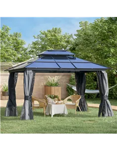 Outsunny Outdoor 3.6 x 3(m) Gazebo Cabana w/ Steel Frame & Net Sidewalls for Privacy 2