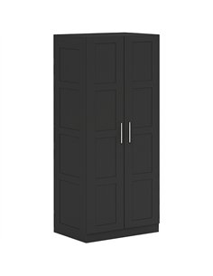 HOMCOM Double Panel Door Wardrobe, with Shelves - Black