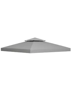 Outsunny 3(m) Gazebo Top Cover Double Tier Canopy Replacement Pavilion Roof Light Grey