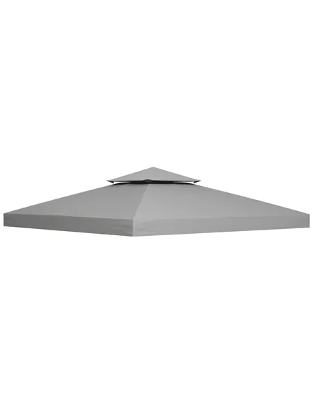 Outsunny 3(m) Gazebo Top Cover Double Tier Canopy Replacement Pavilion Roof Light Grey