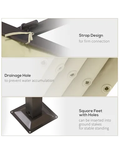 Outsunny 3.5M X 3.5M Metal Pergola Gazebo Awning Retractable Canopy Outdoor Garden Sun Shade Shelter Marquee Party BBQ, Beige