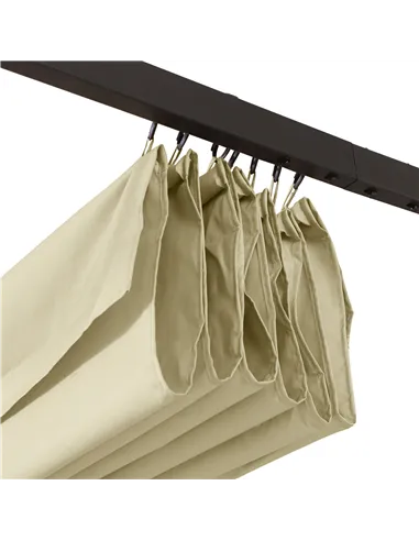 Outsunny 3.5M X 3.5M Metal Pergola Gazebo Awning Retractable Canopy Outdoor Garden Sun Shade Shelter Marquee Party BBQ, Beige