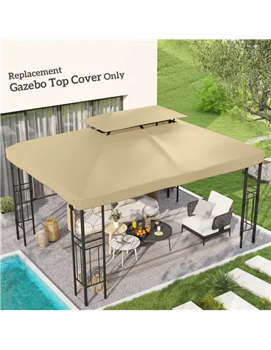 Outsunny Gazebo Roof Replacement, for 3 x 4m Frames - Cream