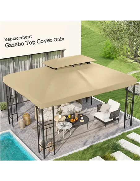 Outsunny Gazebo Roof Replacement, for 3 x 4m Frames - Cream