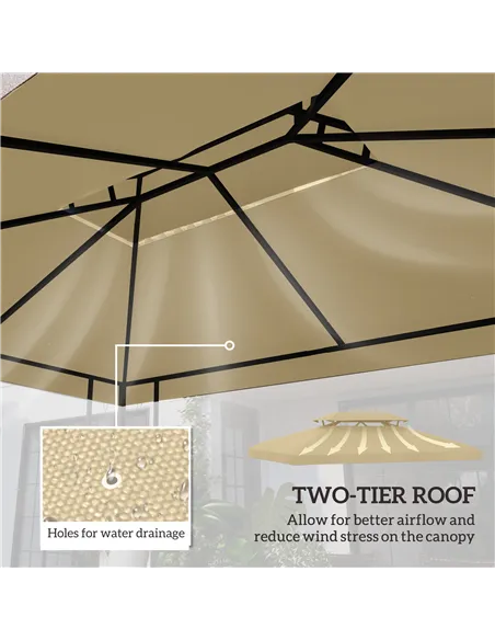 Outsunny Gazebo Roof Replacement, for 3 x 4m Frames - Cream