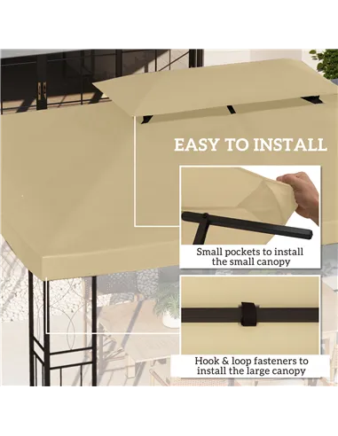 Outsunny Gazebo Roof Replacement, for 3 x 4m Frames - Cream