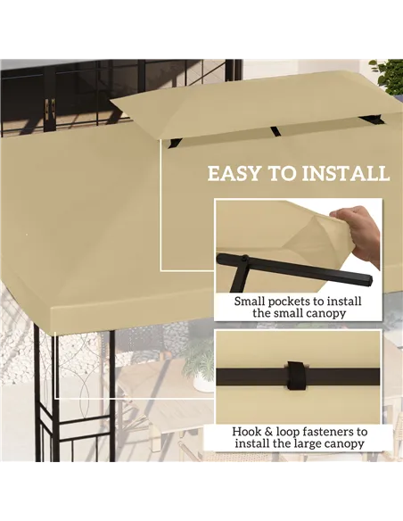 Outsunny Gazebo Roof Replacement, for 3 x 4m Frames - Cream