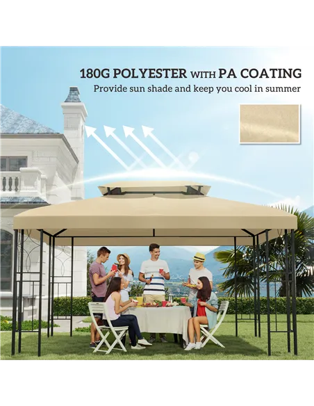 Outsunny Gazebo Roof Replacement, for 3 x 4m Frames - Cream