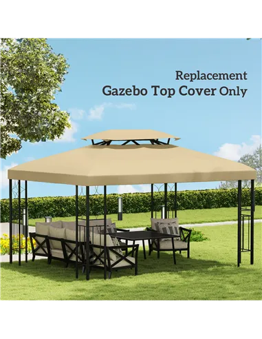 Outsunny Gazebo Roof Replacement, for 3 x 4m Frames - Cream