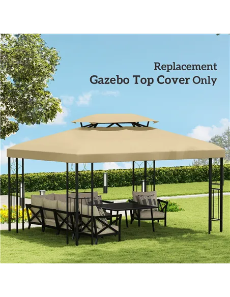 Outsunny Gazebo Roof Replacement, for 3 x 4m Frames - Cream