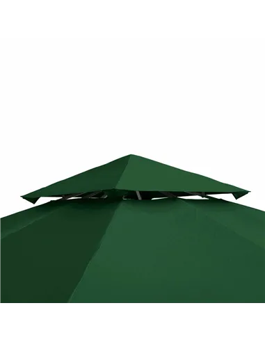 Outsunny 3(m) Gazebo Top Cover Double Tier Canopy Replacement Pavilion Roof Dark Green