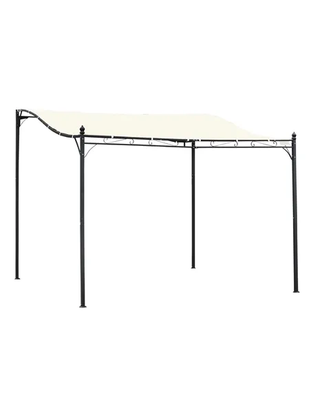 Outsunny 3x3 m Wall Mounted Garden Porch-Black/Cream White