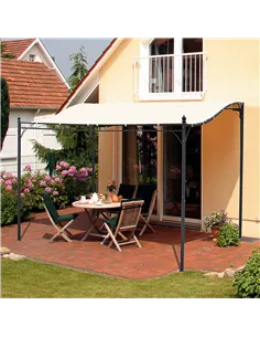Outsunny 3x3 m Wall Mounted Garden Porch-Black/Cream White 2