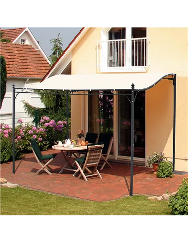Outsunny 3x3 m Wall Mounted Garden Porch-Black/Cream White