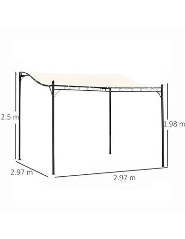 Outsunny 3x3 m Wall Mounted Garden Porch-Black/Cream White
