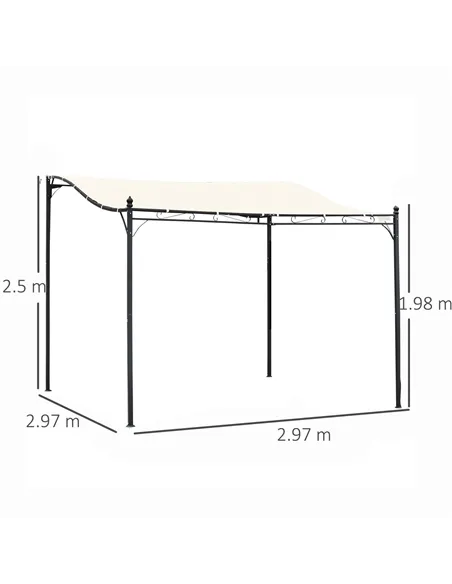 Outsunny 3x3 m Wall Mounted Garden Porch-Black/Cream White