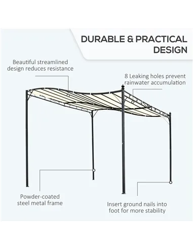 Outsunny 3x3 m Wall Mounted Garden Porch-Black/Cream White