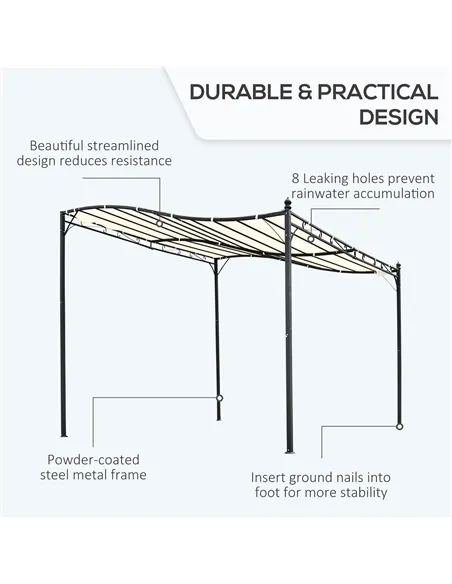 Outsunny 3x3 m Wall Mounted Garden Porch-Black/Cream White