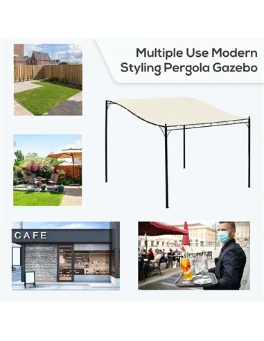 Outsunny 3x3 m Wall Mounted Garden Porch-Black/Cream White