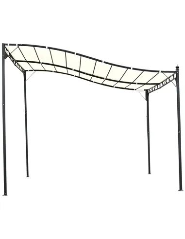 Outsunny 3x3 m Wall Mounted Garden Porch-Black/Cream White